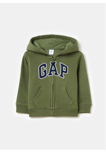 GAP - Full-zip con cappuccio e ricamo logo, Uomo, Verde, Taglia 5Y\110