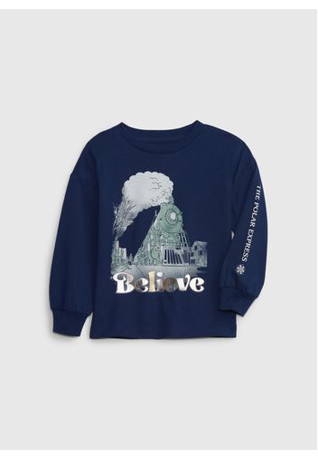 GAP - T-shirt maniche lunghe The Polar Express, Uomo, Blu, Taglia 3Y\98