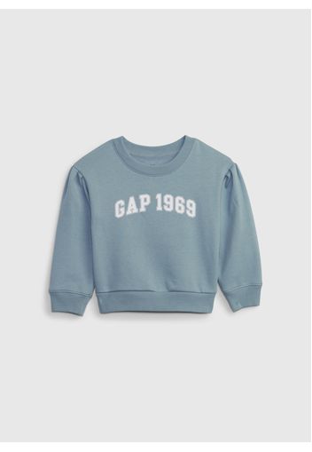 GAP - Felpa in cotone con stampa logo, Donna, Azzurro, Taglia 18-24M\80-86