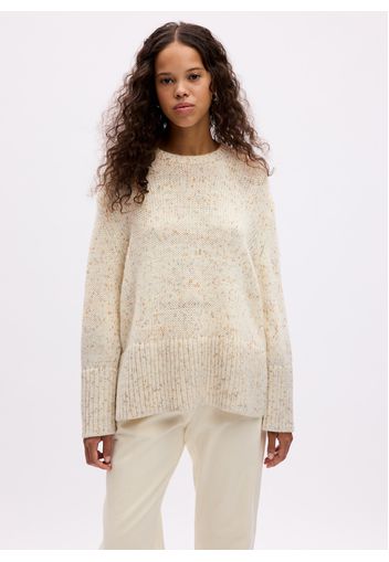 GAP - Pullover oversize effetto mouliné con spacchi, Donna, Bianco, Taglia XS