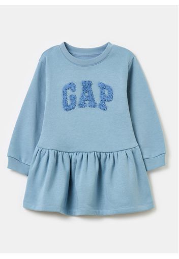 GAP - Abito con ricamo logo e applicazione floreale, Donna, Blu chiaro, Taglia 12-18M/74-80