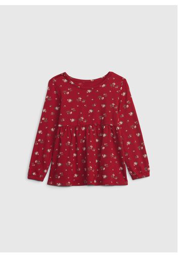 GAP - T-shirt a maniche lunghe con stampa, Donna, Rosso, Taglia 4Y\104