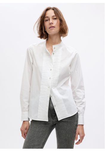GAP - Camicia in cotone bio con bottoni gioiello, Donna, Bianco, Taglia M