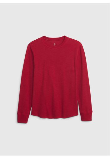 GAP - T-shirt a maniche lunghe in cotone, Uomo, Rosso, Taglia L\140-146