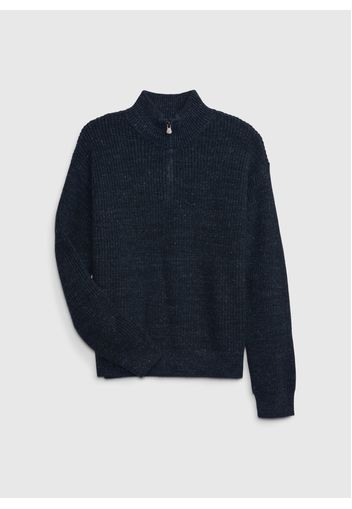 GAP - Pullover mock neck con mezza zip, Uomo, Blu, Taglia M\128-134