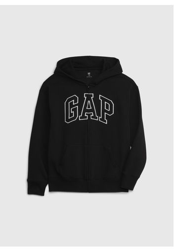 GAP - Full-zip con cappuccio ricamo logo, Uomo, Nero, Taglia XL\152-158