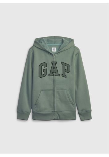 GAP - Full-zip con cappuccio ricamo logo, Uomo, Verde, Taglia XS\104-108