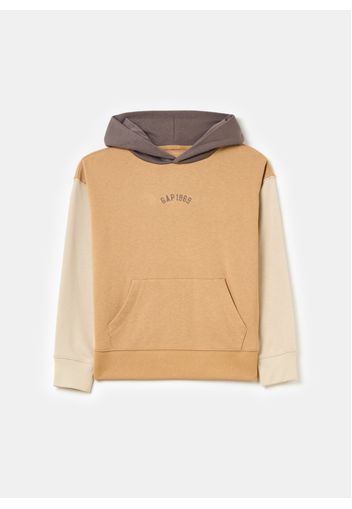 GAP - Felpa color-block con cappuccio ricamo logo, Uomo, Beige, Taglia XL\152-158