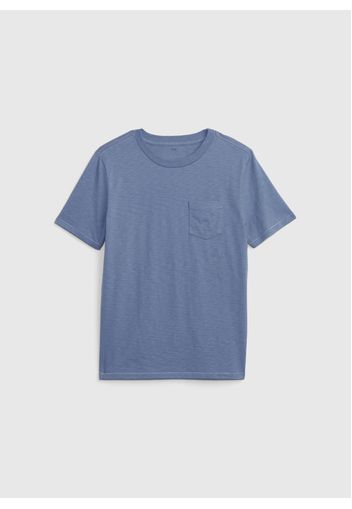 GAP - T-shirt in cotone slub con tasca, Uomo, Blu, Taglia XS\104-108