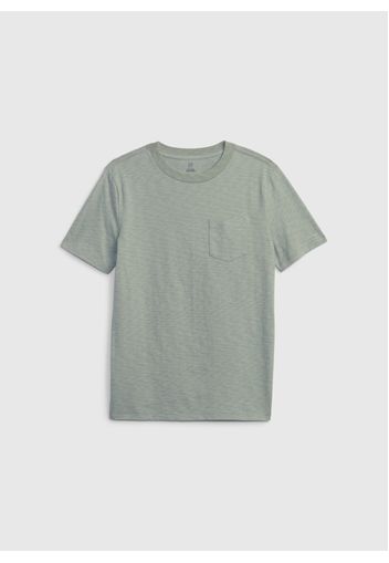 GAP - T-shirt in cotone slub con tasca, Uomo, Verde, Taglia S\116-122