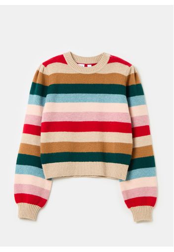 GAP - Pullover crop a righe multicolor, Donna, Multicolor, Taglia XS\104-110