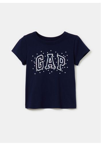 GAP - T-shirt stampa logo con stelline, Donna, Blu scuro, Taglia M/128