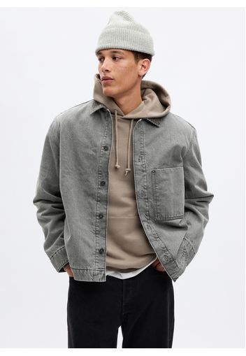 GAP - Giacca corta in denim con tasca, Uomo, Grigio, Taglia S