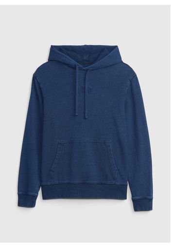 GAP - Felpa con cappuccio ricamo logo, Uomo, Blu denim, Taglia L