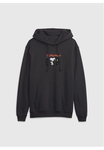 GAP - Felpa con cappuccio stampa logo e Snoopy, Uomo, Nero, Taglia S