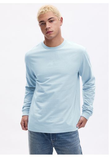 GAP - T-shirt a maniche lunghe in cotone bio, Uomo, Azzurro, Taglia S