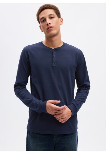 GAP - T-shirt in jersey a maniche lunghe, Uomo, Blu, Taglia XL