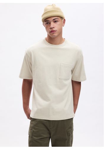 GAP - T-shirt in cotone con tasca, Uomo, Bianco, Taglia S