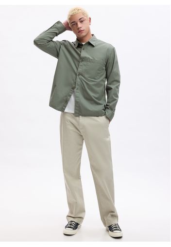 GAP - Camicia regular fit in twill con tasca, Uomo, Verde, Taglia S