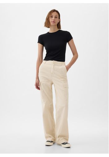 GAP - Pantaloni cargo loose fit in cotone, Donna, Bianco panna, Taglia 42