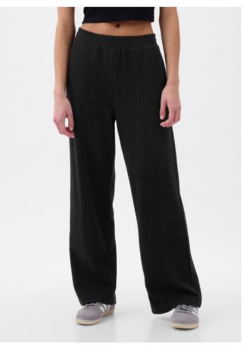 GAP - Joggers wide leg in felpa con ricamo logo, Donna, Nero, Taglia XXS