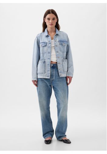 GAP - Giacca corta over in denim, Donna, Lavaggio chiaro, Taglia S