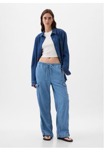 GAP - Joggers fluido cargo in denim, Donna, Denim, Taglia M