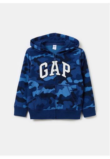 GAP - Full-zip con cappuccio camouflage, Uomo, Blu/Azzurro, Taglia 5Y/110