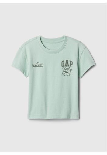 GAP - T-shirt con stampa Sesame Street, Uomo, Verde acqua, Taglia 4Y/104