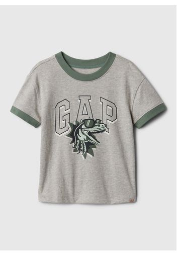 GAP - T-shirt in cotone con stampa e logo, Uomo, Grigio melange, Taglia 18-24M;80-86