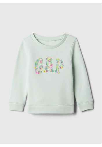 GAP - Felpa girocollo con stampa logo floreale, Donna, Verde latte e menta, Taglia 3Y/98