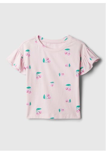 GAP - T-shirt stampata con maniche ad aletta, Donna, Rosa ciclamino, Taglia 2Y/92