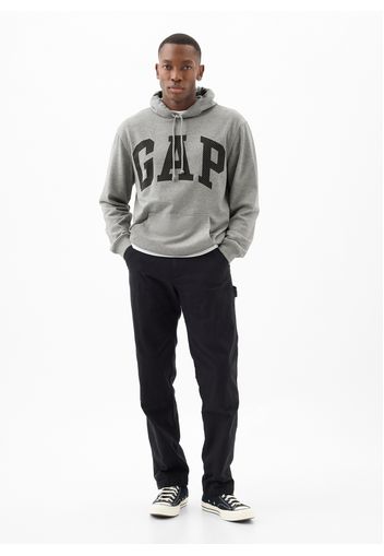 GAP - Felpa con cappuccio stampa maxi logo, Uomo, Grigio chiaro melange, Taglia M