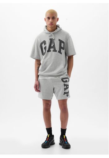 GAP - Shorts jogger in felpa stampa maxi logo, Uomo, Grigio chiaro melange, Taglia XS