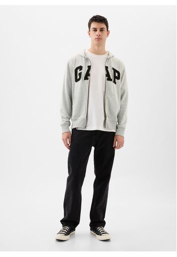 GAP - Felpa con cappuccio e ricamo logo, Uomo, Grigio chiaro melange, Taglia L