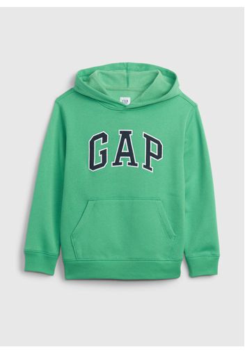 GAP - Felpa con cappuccio ricamo logo in mesh, Uomo, Verde smeraldo, Taglia XS/104-108