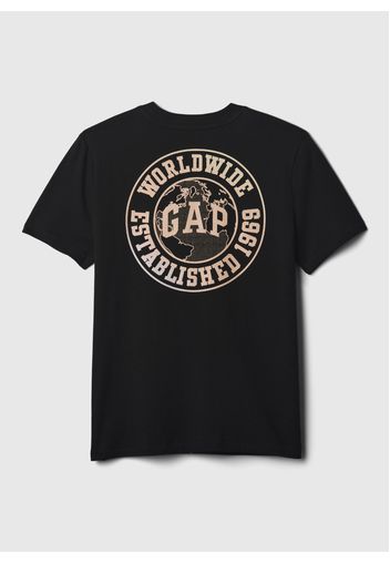 GAP - T-shirt in cotone con stampa logo, Uomo, Nero, Taglia S/116-122