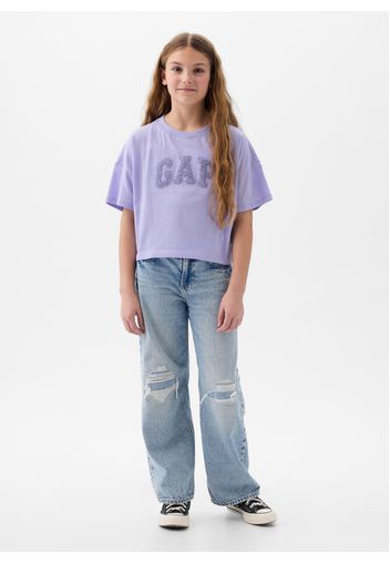 GAP - T-shirt boxy fit in cotone con logo, Donna, Viola lilla, Taglia M;128