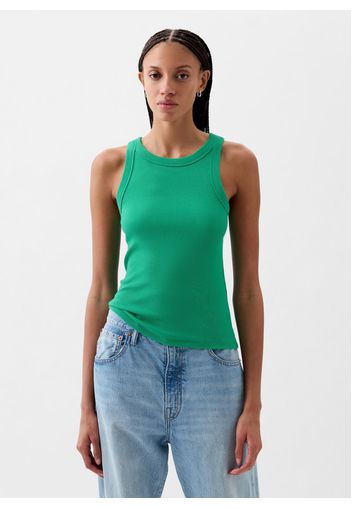 GAP - Tank top a costine con scollo halter, Donna, Verde smeraldo, Taglia XL