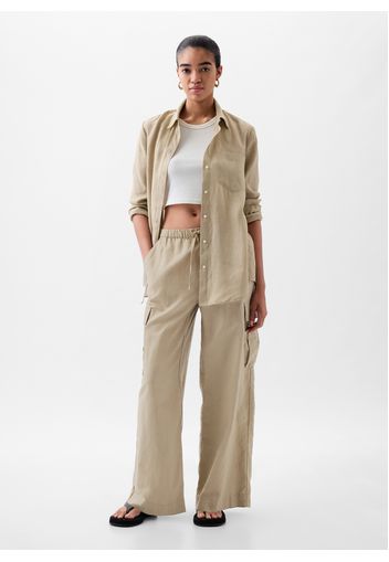 GAP - Pantalone pull-on cargo wide leg, Donna, Marrone khaki, Taglia M