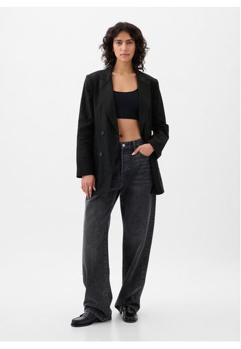 GAP - Blazer doppiopetto con cintura, Donna, Nero, Taglia S