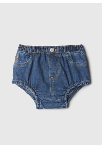 GAP - Culotte in denim con ricamo orsetto, Lavaggio medio, Taglia 18-24M/80-86