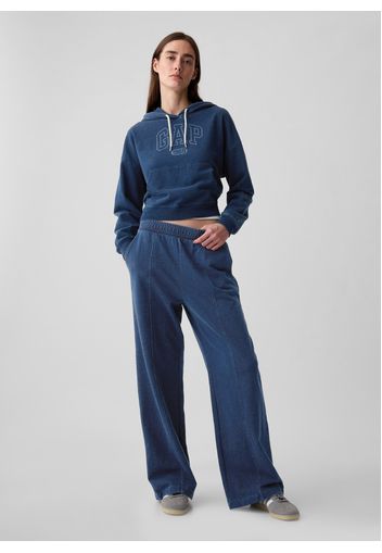 GAP - Felpa over cropped in denim stampa logo, Donna, Denim, Taglia M