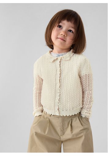 GAP - GAP x DÔEN Cardigan lavorazione traforata, Donna, Bianco panna, Taglia 18-24M/80-86