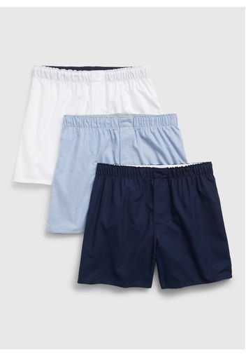 GAP - Tripack boxer in tela di cotone, Uomo, Bianco/Blu, Taglia S