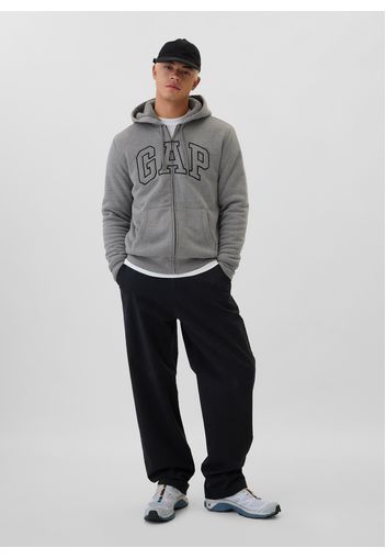 GAP - Felpa con cappuccio ricamo logo, Uomo, Grigio melange, Taglia M