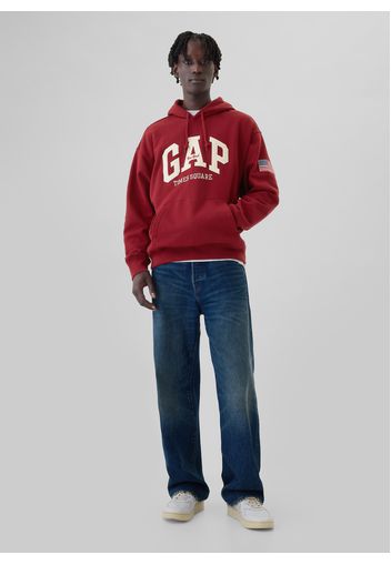 GAP - Felpa ricamo logo New York Times Square, Uomo, Rosso ciliegia, Taglia S