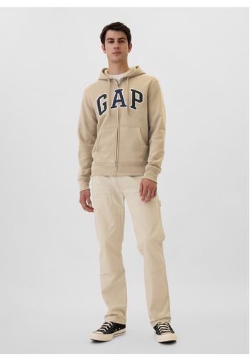 GAP - Full-zip con cappuccio e ricamo logo, Uomo, Beige, Taglia XS