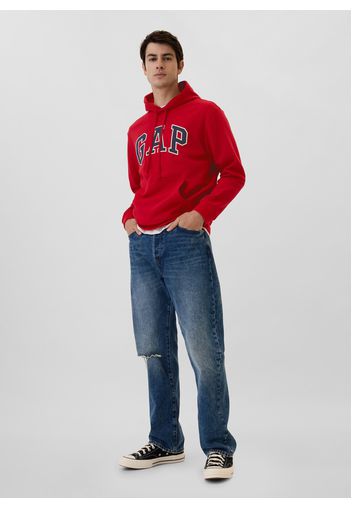 GAP - Felpa con cappuccio ricamo logo, Uomo, Rosso geranio, Taglia XS