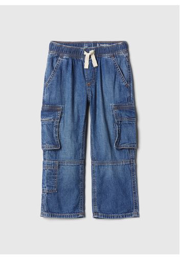 GAP - Jeans cargo baggy fit con coulisse, Uomo, Lavaggio medio, Taglia 5Y/110